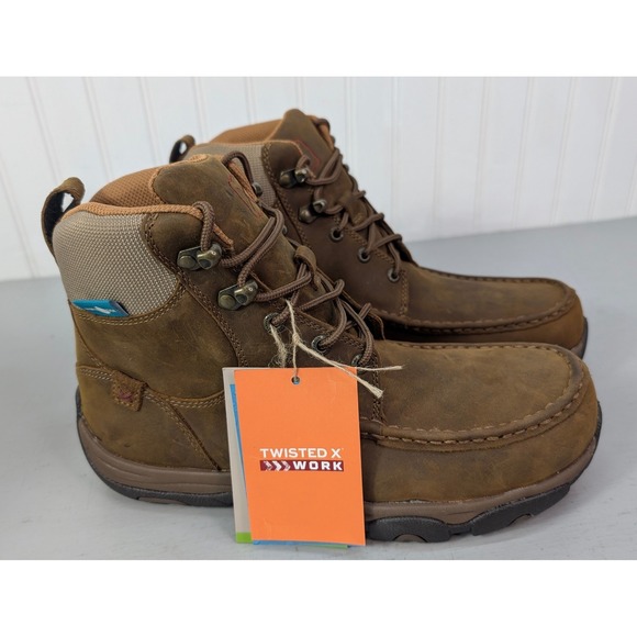 Twisted Work Boot Hiker Composite Toe‎ MHWKC01 Waterproof 8M Distressed Saddle